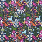 Schumacher 81520 Lupita Embroidery Multi On Navy fabric swatch