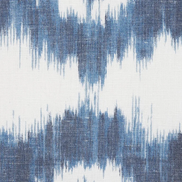 Schumacher 177820 Madaket Ikat Indigo fabric swatch