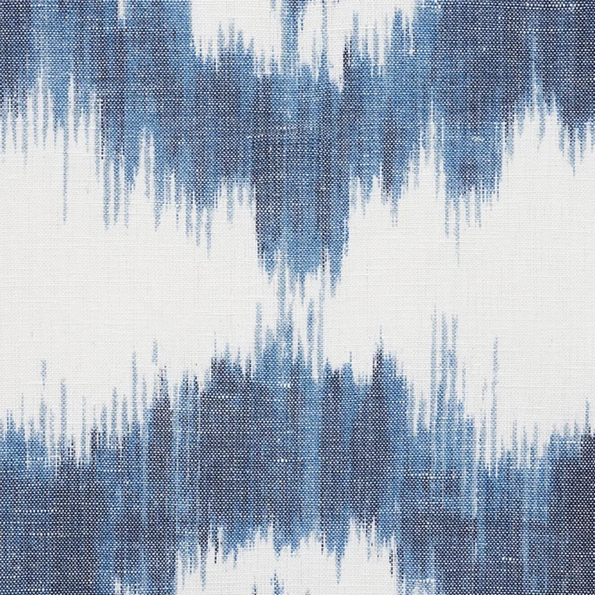 Schumacher 177820 Madaket Ikat Indigo fabric swatch