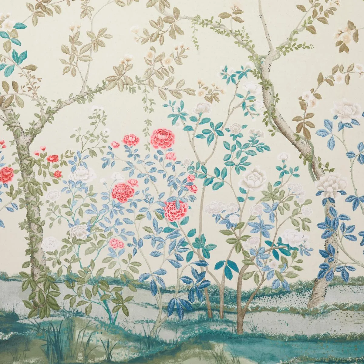 Schumacher 181570 Madame De Pompadour Panel Alabaster fabric swatch