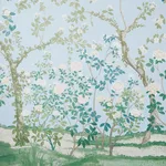 Schumacher 181572 Madame De Pompadour Panel Blue fabric swatch