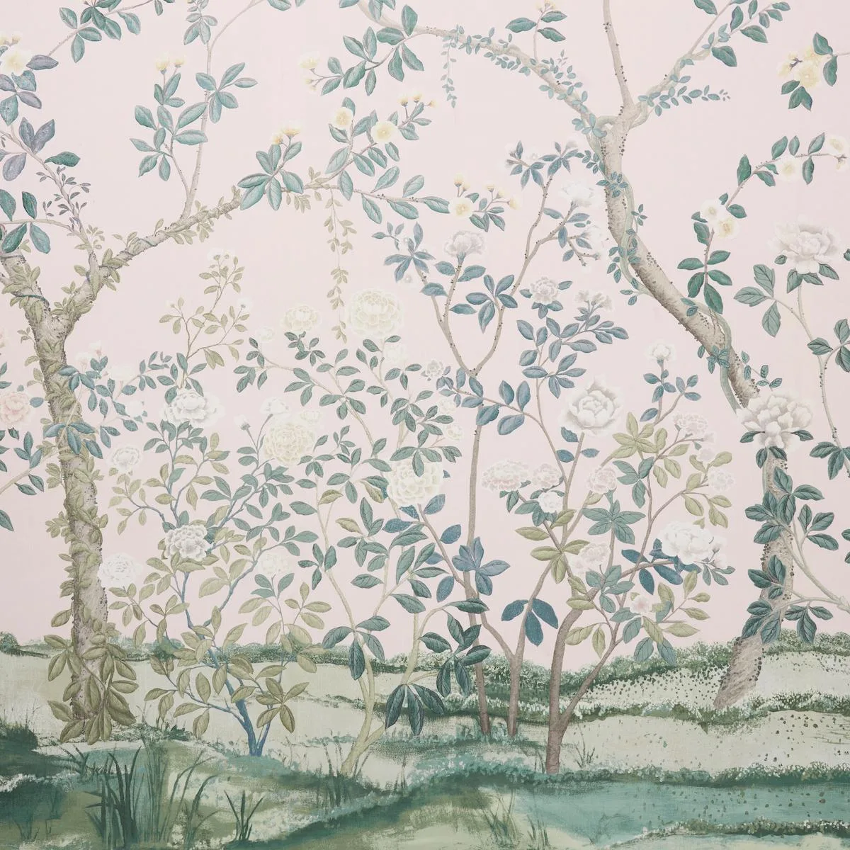 Schumacher 181571 Madame De Pompadour Panel Blush fabric swatch