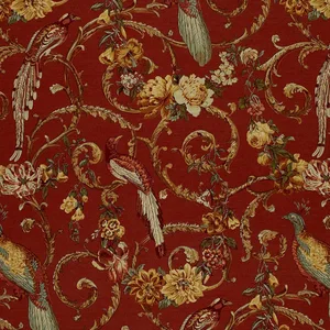 Schumacher 1124001 Madrigal Brick Red fabric swatch