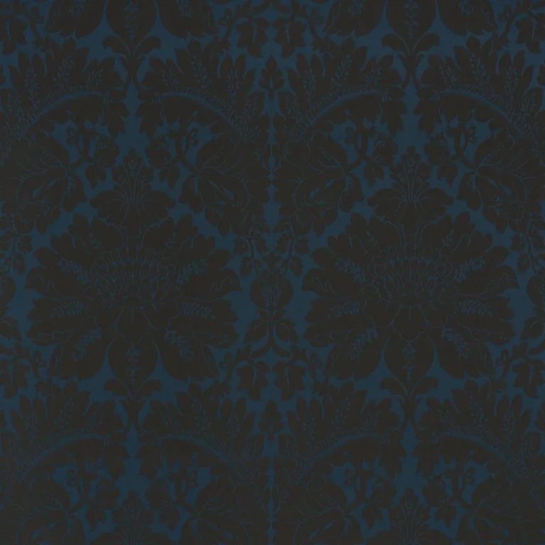Schumacher 71280 Maggiore Damasco Midnight fabric swatch