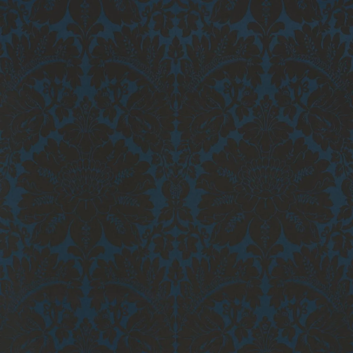 Schumacher 71280 Maggiore Damasco Midnight fabric swatch