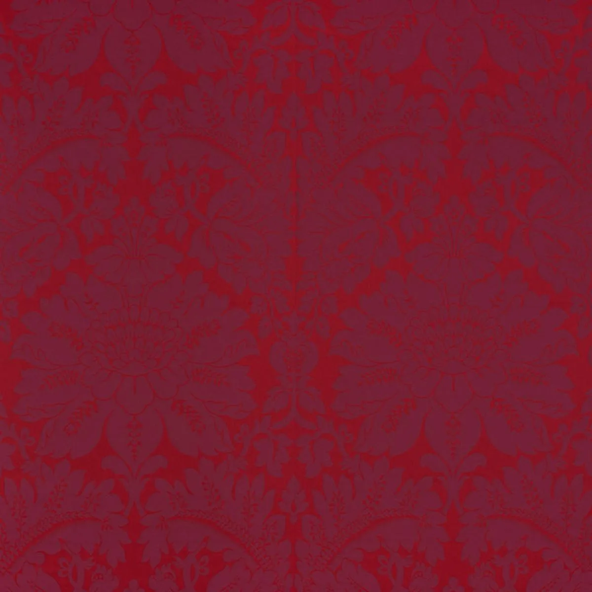 Schumacher 71282 Maggiore Damasco Ruby fabric swatch