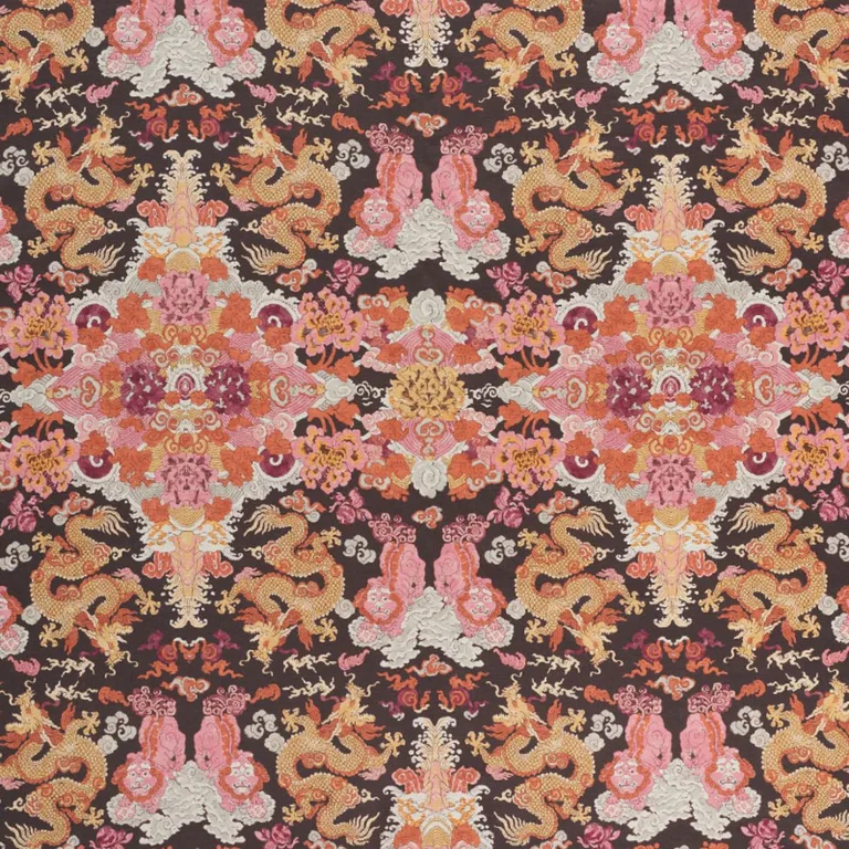 Schumacher 178053 Magic Mountain Dragon Aubergine fabric swatch