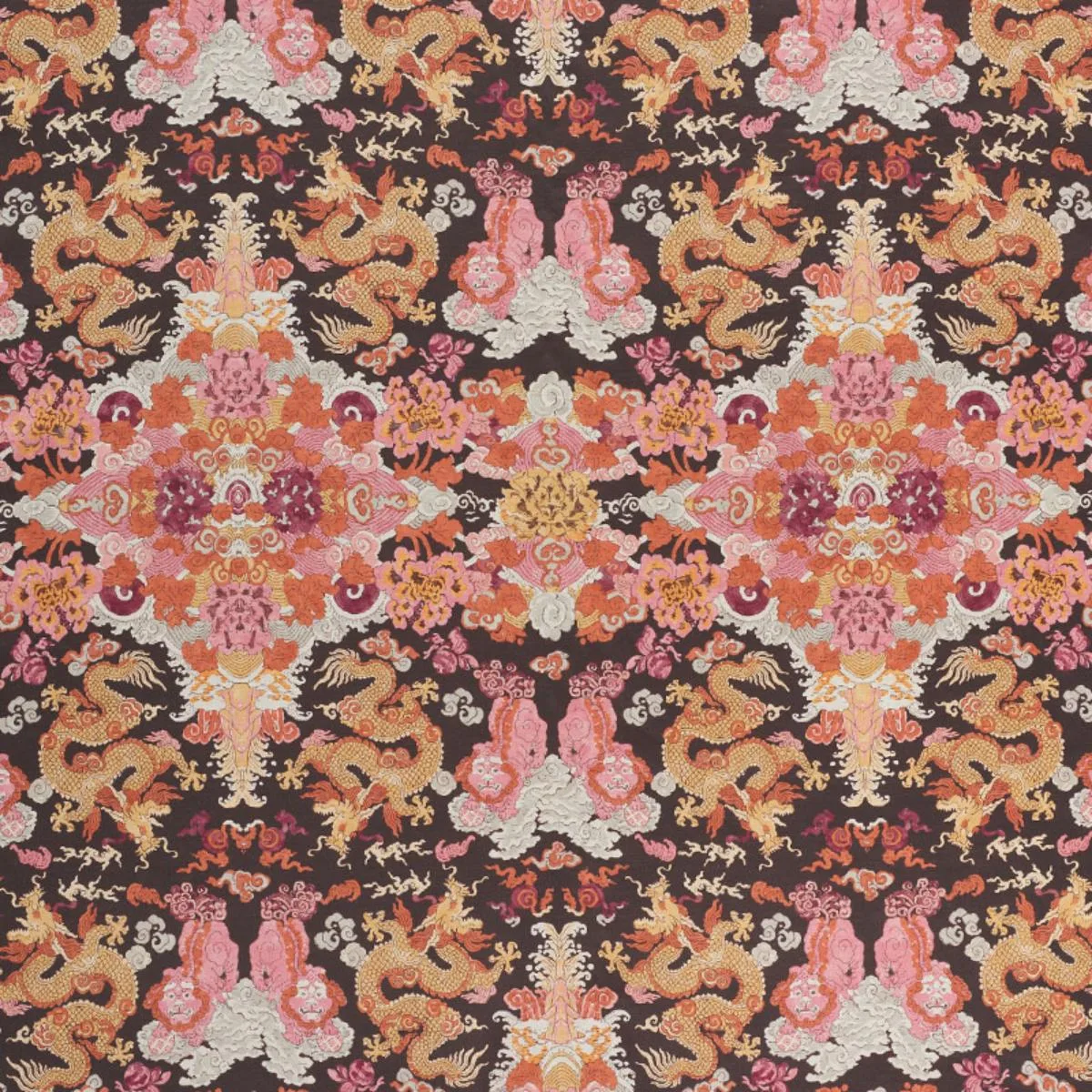 Schumacher 178053 Magic Mountain Dragon Aubergine fabric swatch