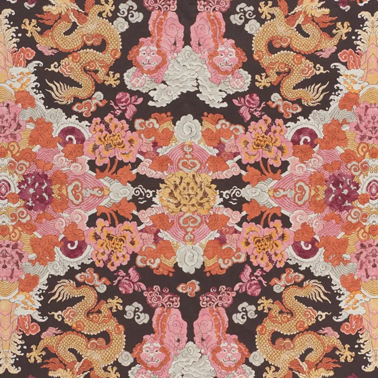 Schumacher 178053 Magic Mountain Dragon Aubergine fabric swatch