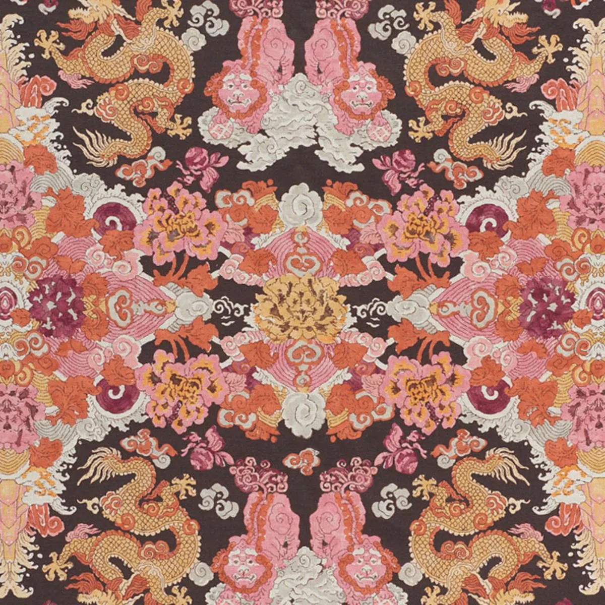 Schumacher 178053 Magic Mountain Dragon Aubergine fabric swatch