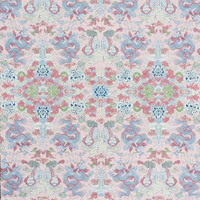 Schumacher 178051 Magic Mountain Dragon Blush fabric swatch