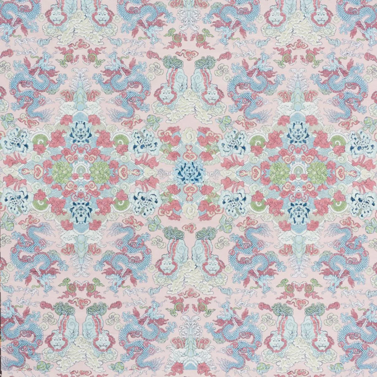 Schumacher 178051 Magic Mountain Dragon Blush fabric swatch
