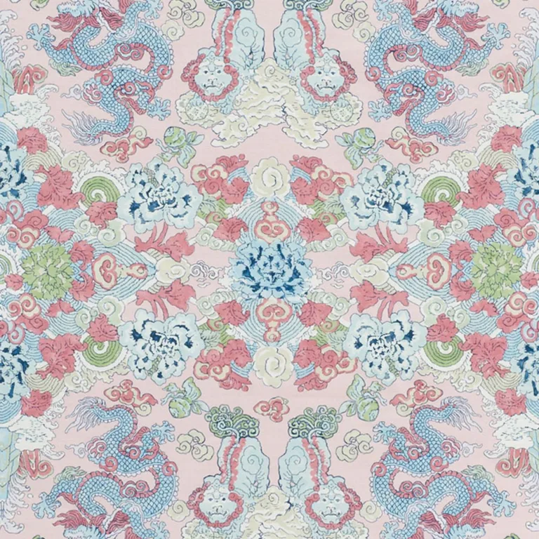 Schumacher 178051 Magic Mountain Dragon Blush fabric swatch