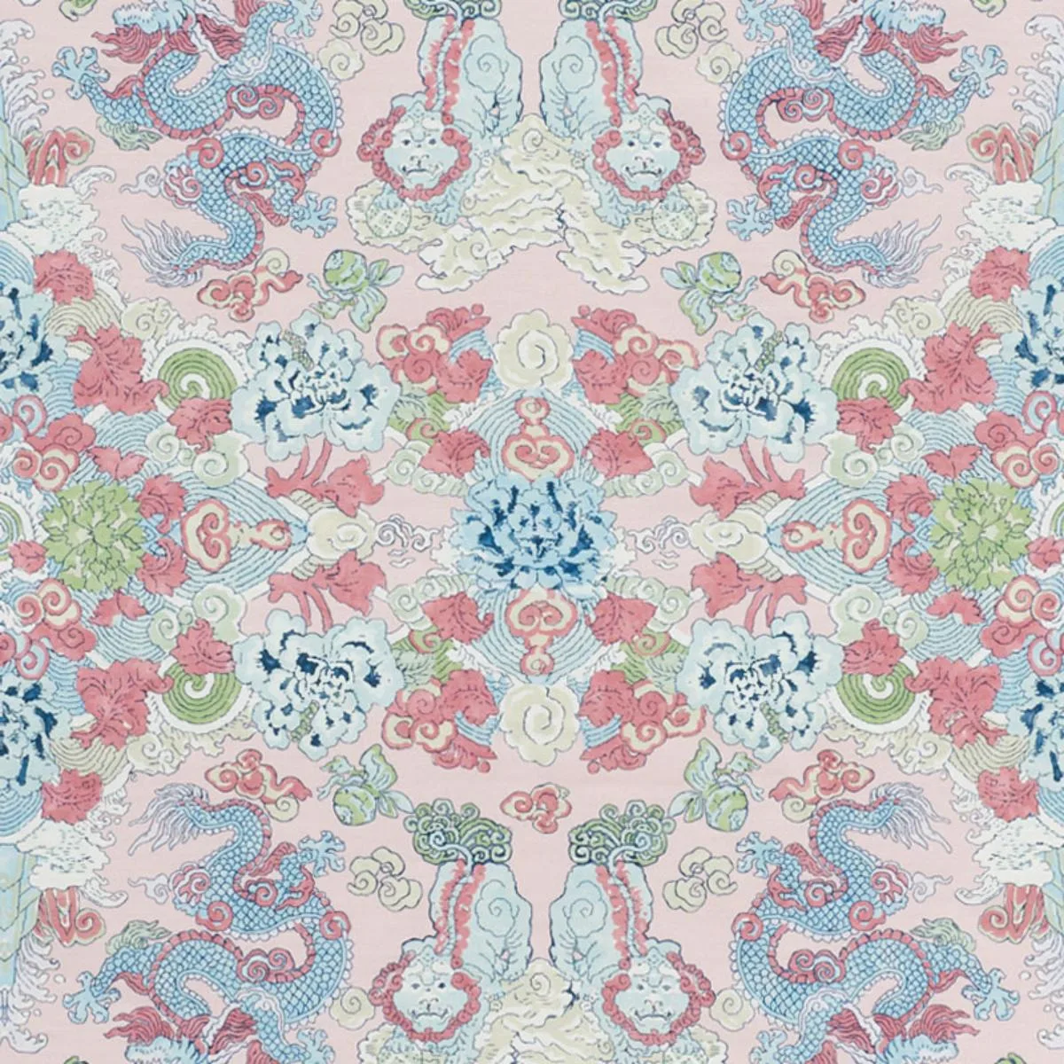Schumacher 178051 Magic Mountain Dragon Blush fabric swatch
