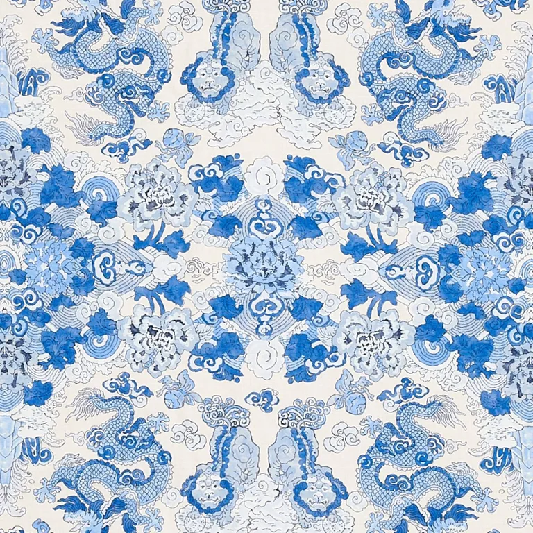 Schumacher 178054 Magic Mountain Dragon Porcelain fabric swatch