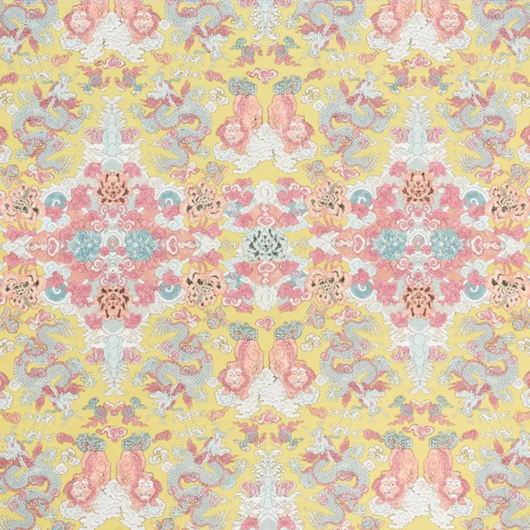 Schumacher 178052 Magic Mountain Dragon Yellow fabric swatch