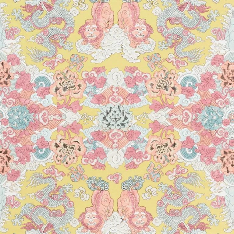 Schumacher 178052 Magic Mountain Dragon Yellow fabric swatch