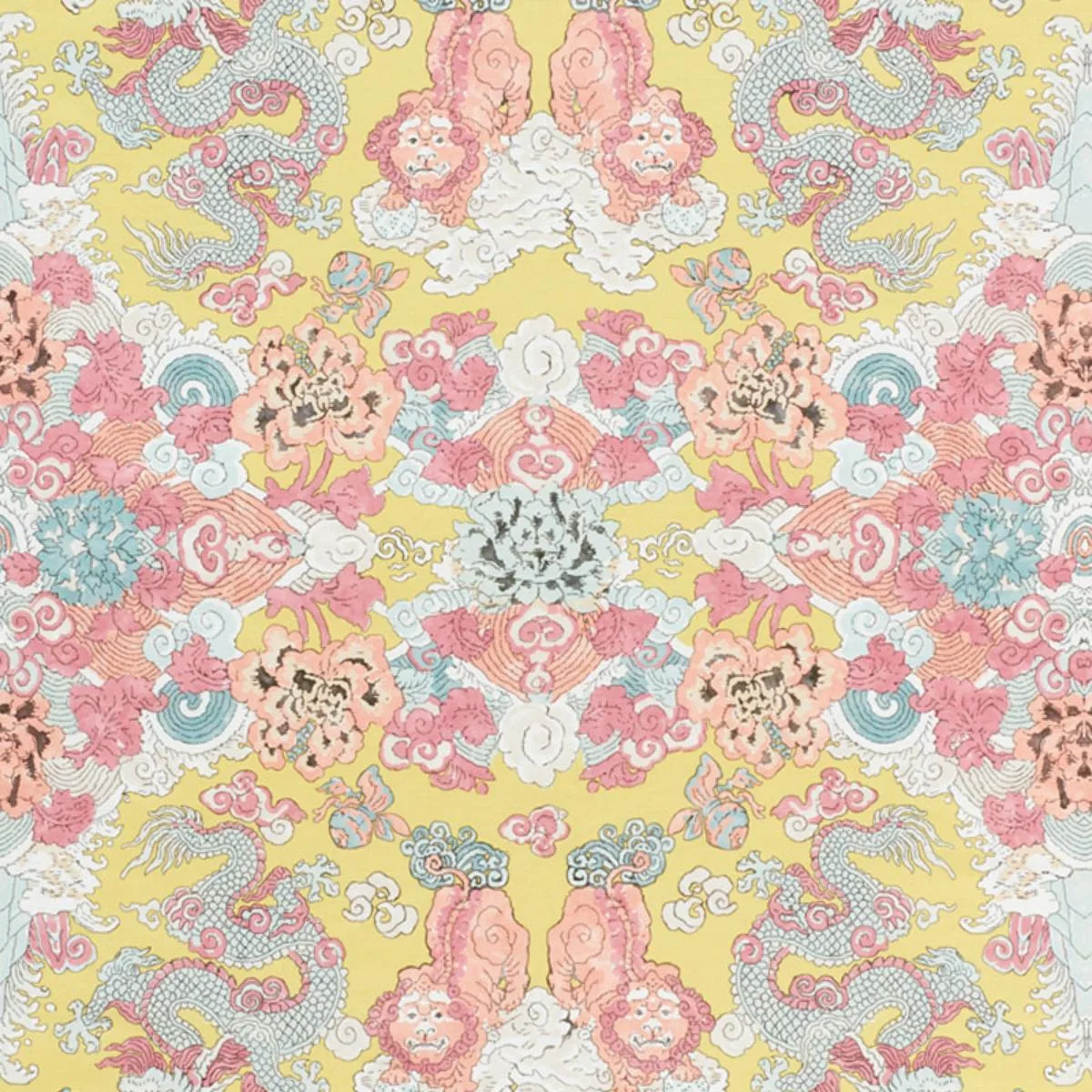 Schumacher 178052 Magic Mountain Dragon Yellow fabric swatch