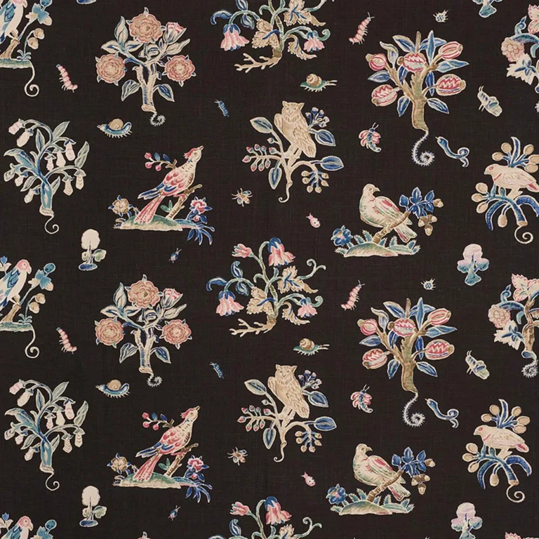 Schumacher 176750 Magical Menagerie Black fabric swatch