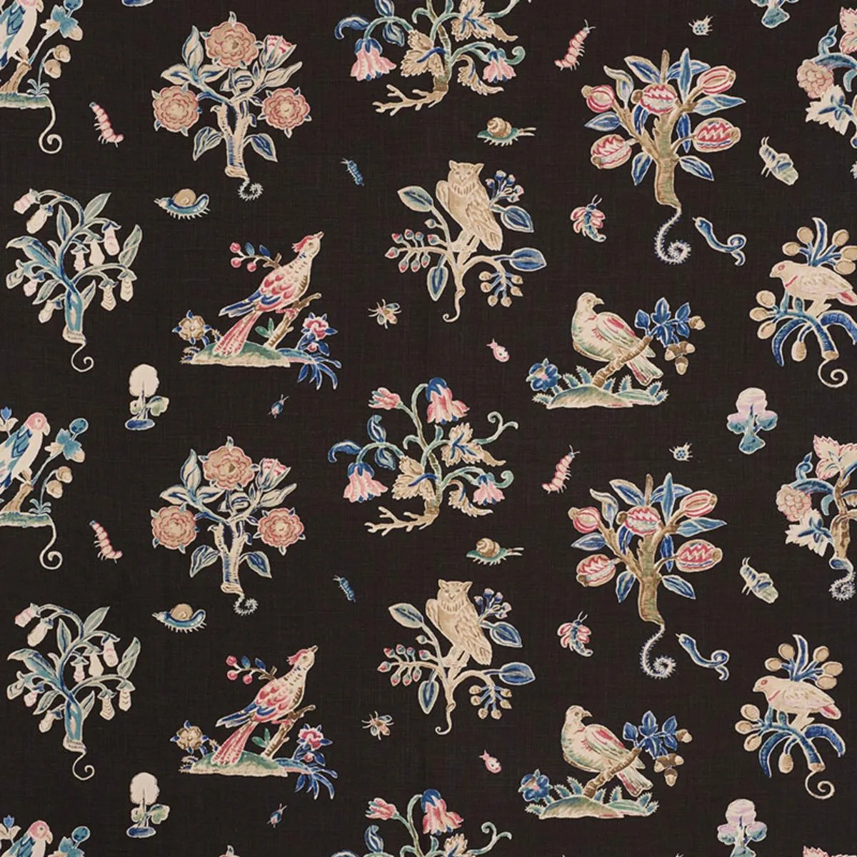 Schumacher 176750 Magical Menagerie Black fabric swatch