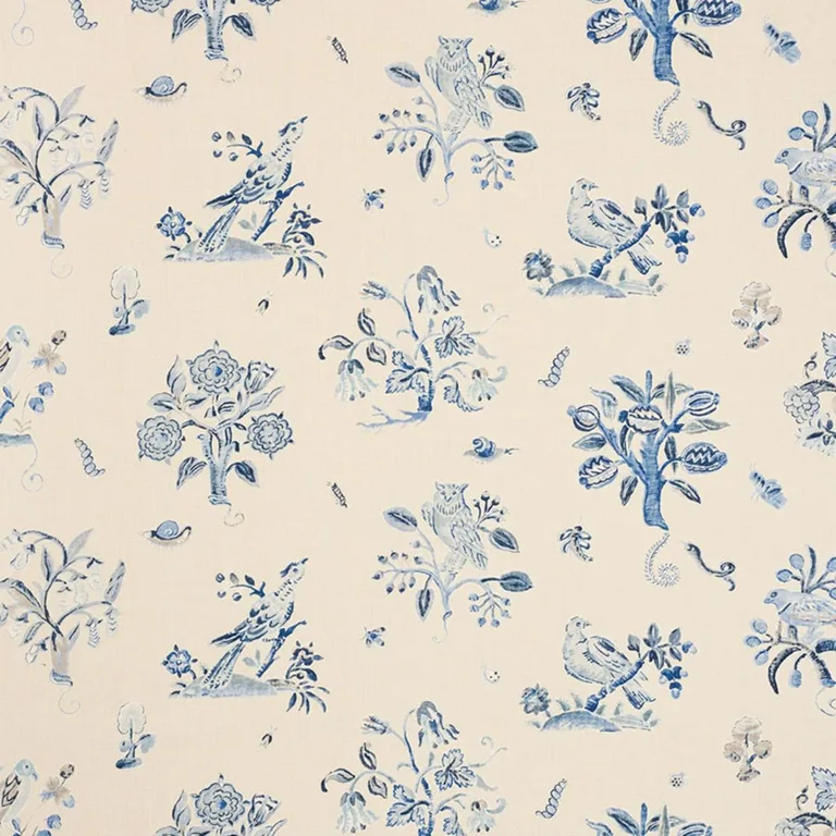 Schumacher 176753 Magical Menagerie Blues fabric swatch