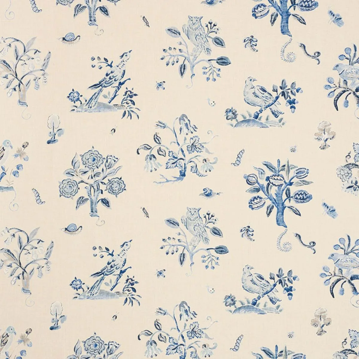 Schumacher 176753 Magical Menagerie Blues fabric swatch
