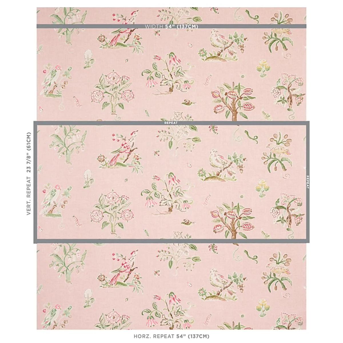 Schumacher 176754 Magical Menagerie Blush fabric swatch