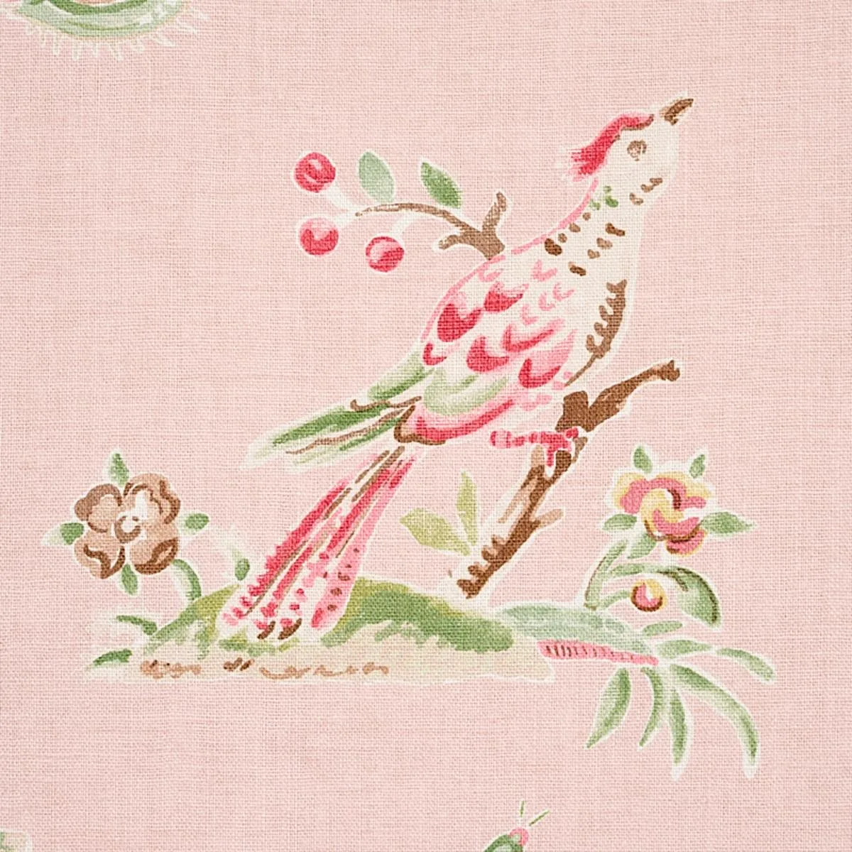 Schumacher 176754 Magical Menagerie Blush fabric swatch