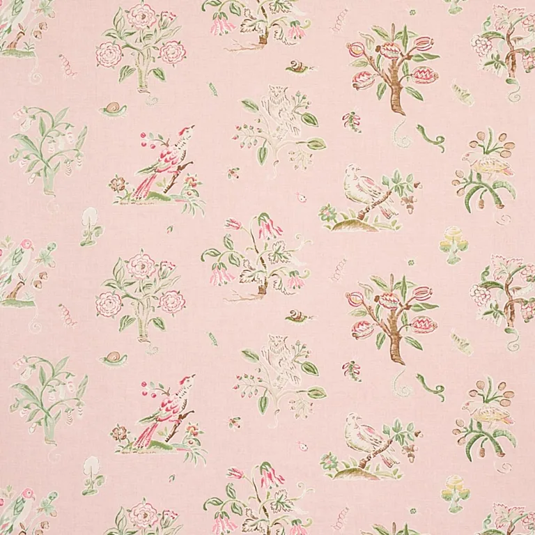 Schumacher 176754 Magical Menagerie Blush fabric swatch