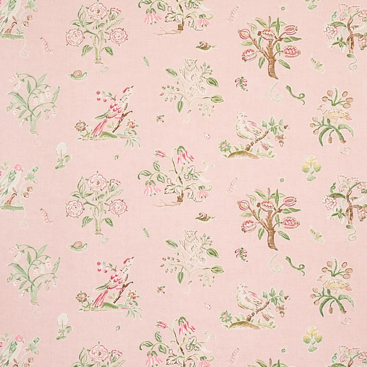 Schumacher 176754 Magical Menagerie Blush fabric swatch
