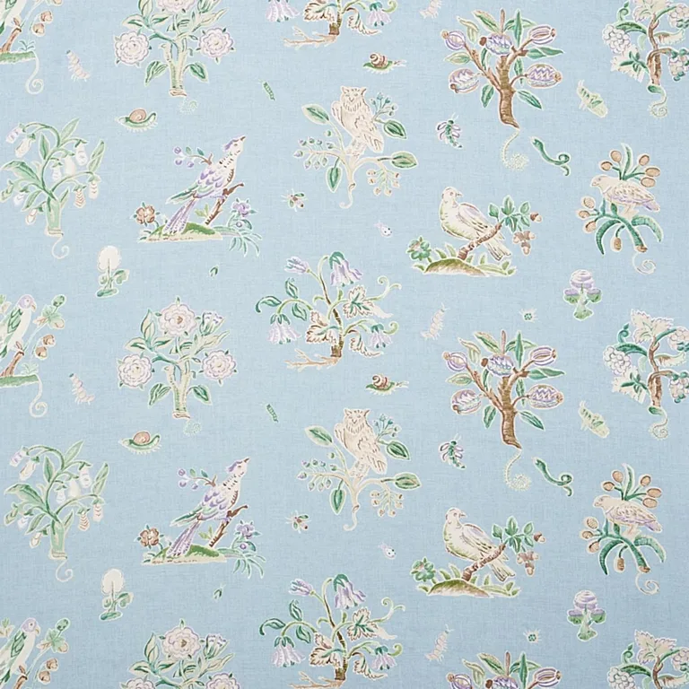Schumacher 176755 Magical Menagerie Sky fabric swatch