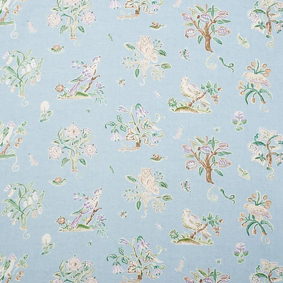 Schumacher 176755 Magical Menagerie Sky fabric swatch