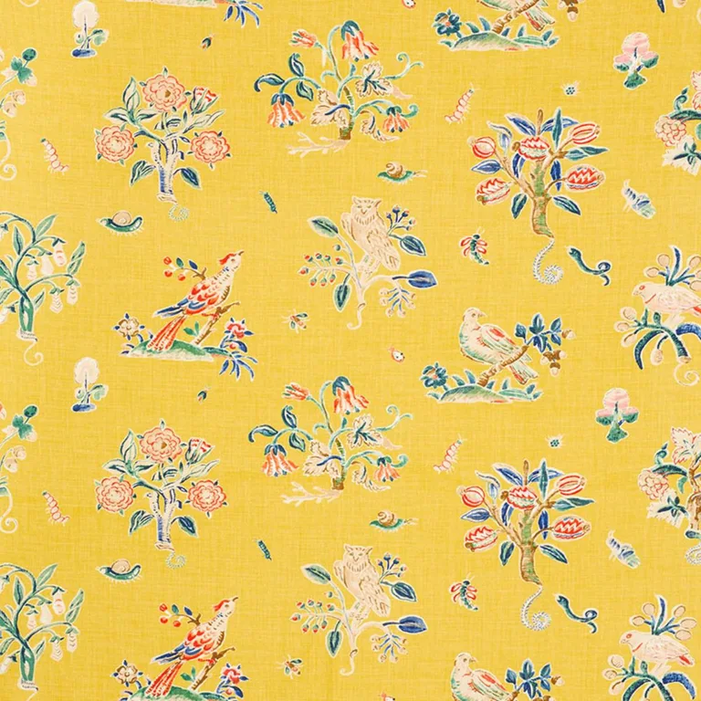 Schumacher 176751 Magical Menagerie Yellow fabric swatch
