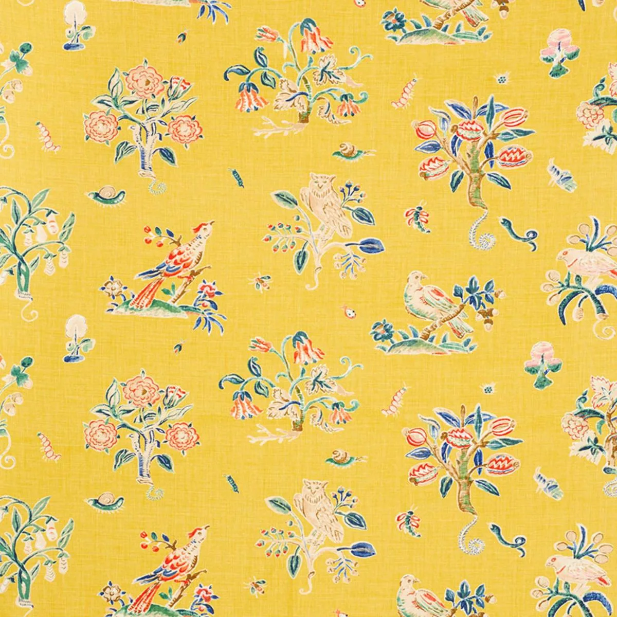 Schumacher 176751 Magical Menagerie Yellow fabric swatch