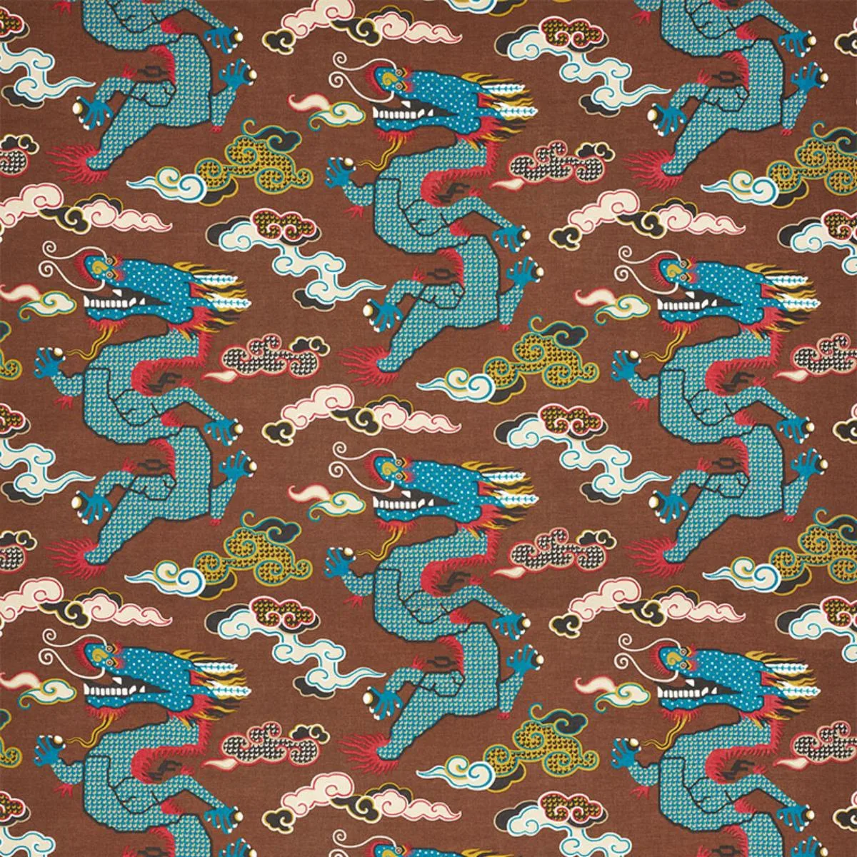 Schumacher 178592 Magical Ming Dragon Brown fabric swatch