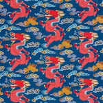 Schumacher 178590 Magical Ming Dragon Navy fabric swatch