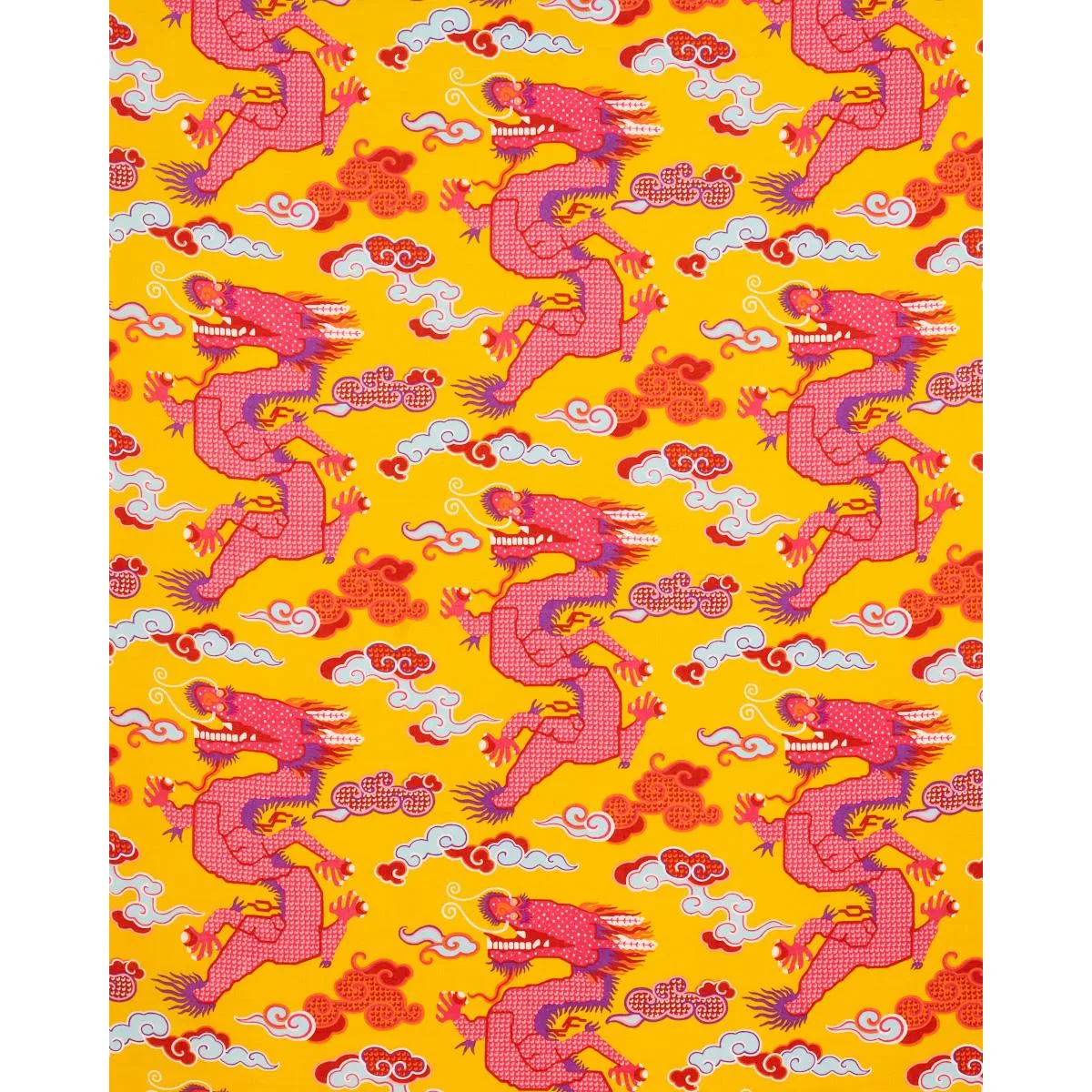 Schumacher 178591 Magical Ming Dragon Yellow fabric swatch