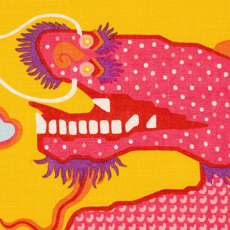 Schumacher 178591 Magical Ming Dragon Yellow fabric swatch