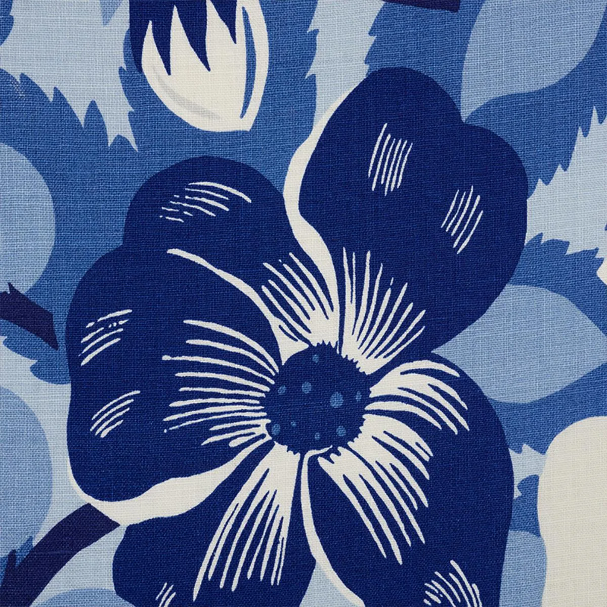 Schumacher 177562 Magnolias Blues fabric swatch
