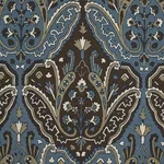 Schumacher 64812 Maharajah Crewel Embroidery Indigo fabric swatch