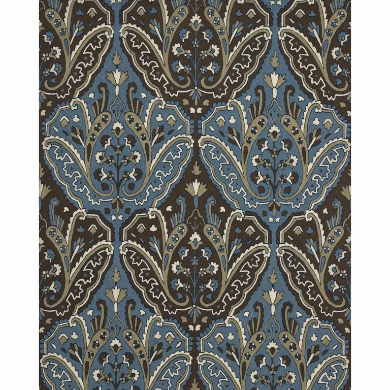 Schumacher 64812 Maharajah Crewel Embroidery Indigo fabric swatch