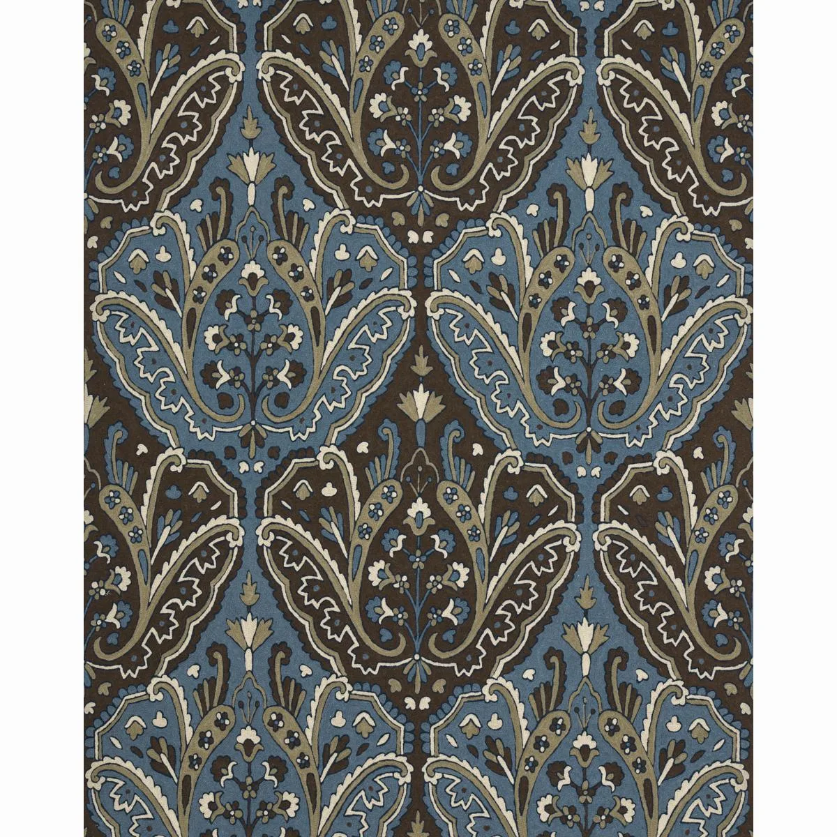 Schumacher 64812 Maharajah Crewel Embroidery Indigo fabric swatch