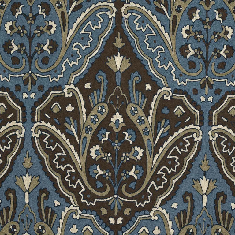 Schumacher 64812 Maharajah Crewel Embroidery Indigo fabric swatch