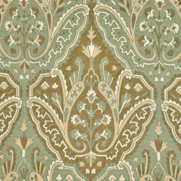 Schumacher 64810 Maharajah Crewel Embroidery Verdigris fabric swatch