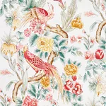 Schumacher 178161 Majestic Garden Rose & Celadon fabric swatch