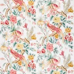 Schumacher 178161 Majestic Garden Rose & Celadon fabric swatch