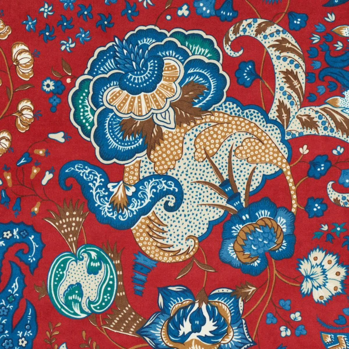Schumacher 179421 Majorelle Velvet Red fabric swatch