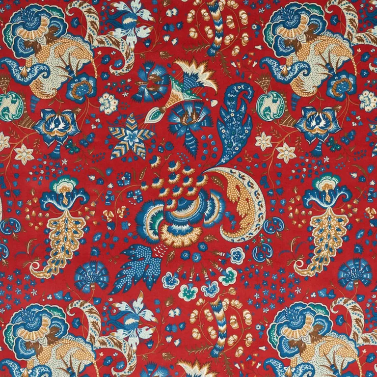 Schumacher 179421 Majorelle Velvet Red fabric swatch