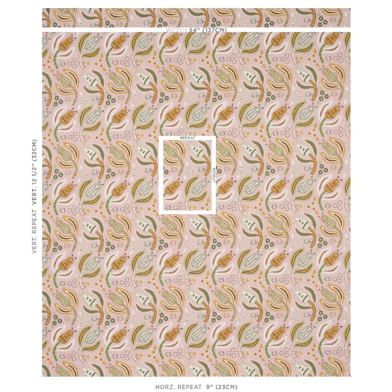 Schumacher 179852 Malabar Vine Blush fabric swatch