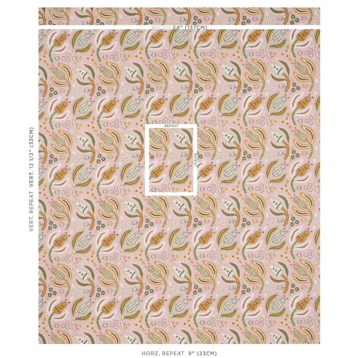 Schumacher 179852 Malabar Vine Blush fabric swatch